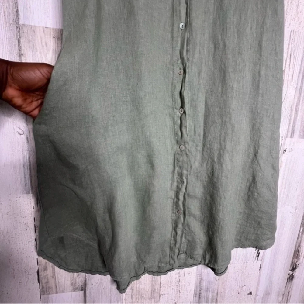 Olive Green Sleeveless Midi Dress - Picture 8 of 9